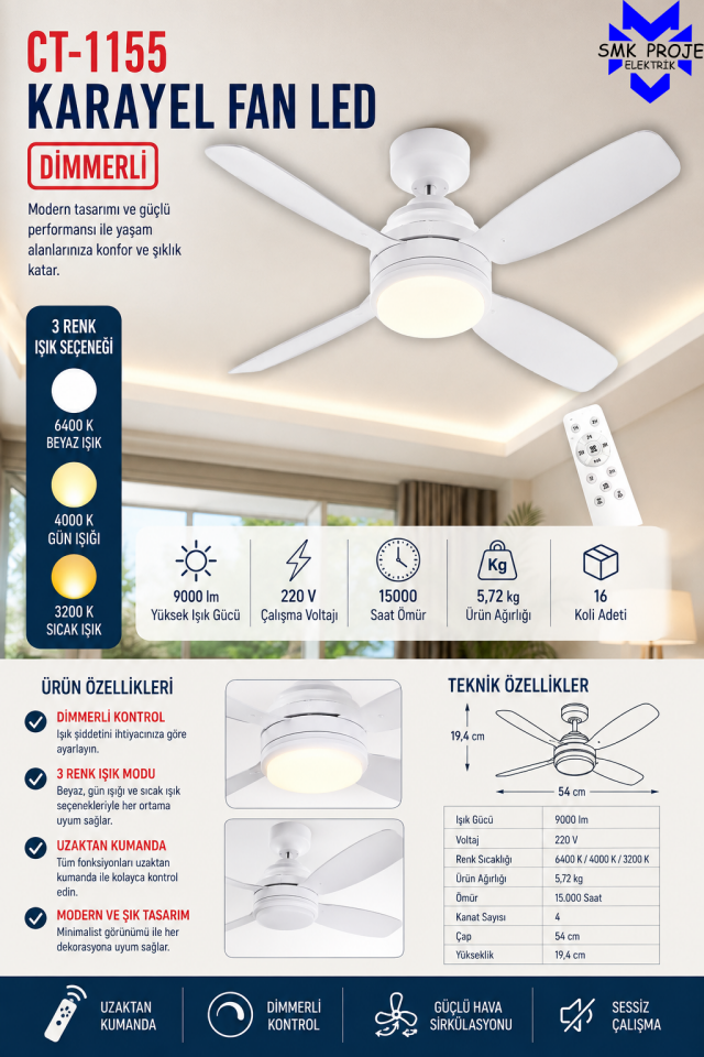 Cata Ct-1155 Karayel Fan Led Ampul