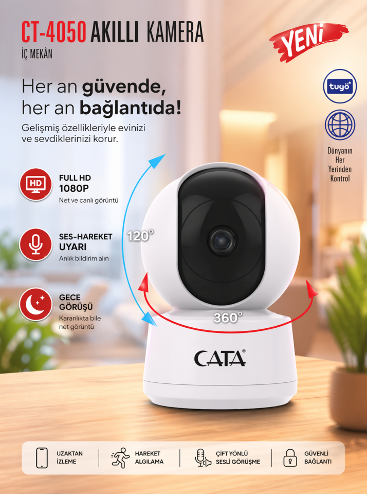 Cata Ct-4050 Akıllı Ip  Kamera  Gece Görüşlü ( Full Hd-1080P )