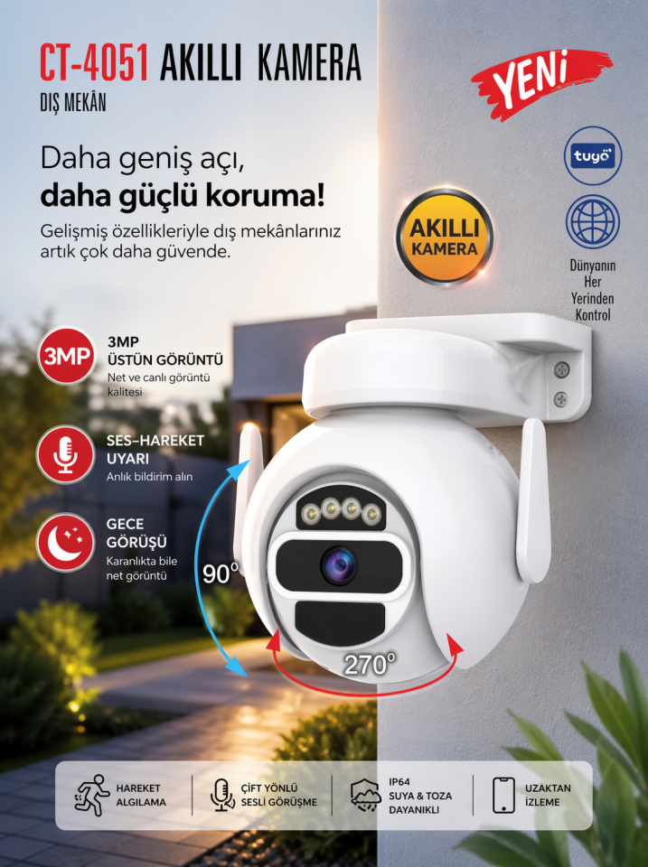 Cata Ct-4051 Akıllı Dış Mekan Kamera