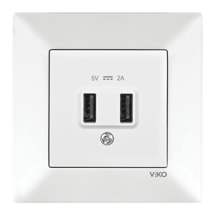 Viko Meridian Beyaz Usb Priz  5V-2A Çerçeve Dahil