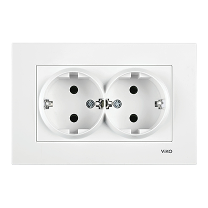 Viko Karre Beyaz İkili Topraklı Priz  Çerçeve Dahil