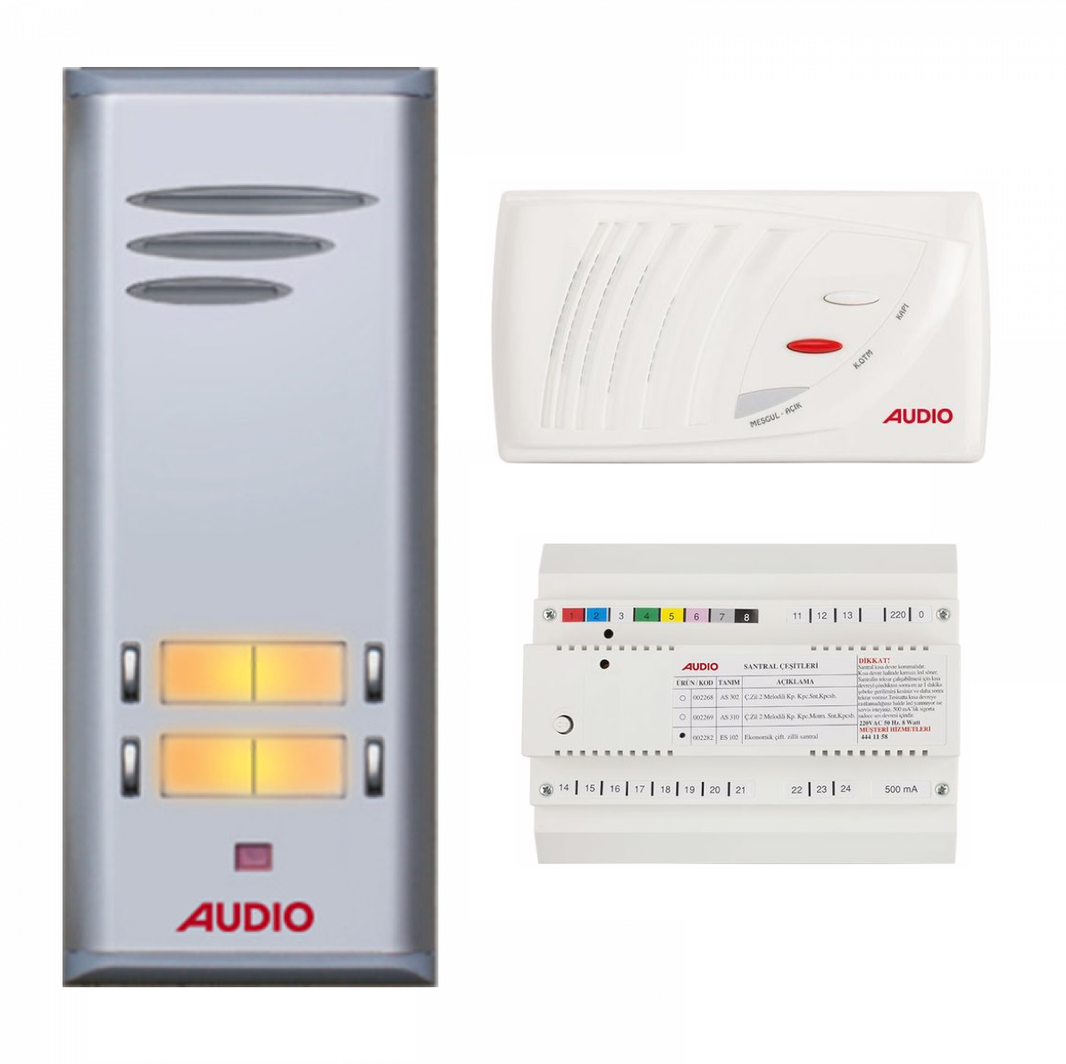 Audıo Konuşmalı Diafon 4 Daire Takım Çift Sıra