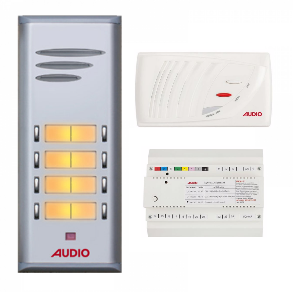 Audıo Konuşmalı Diafon 8 Daire Takım Çift Sıra