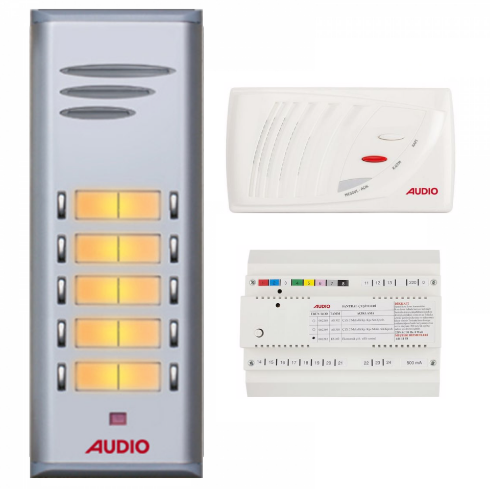 Audıo Konuşmalı Diafon 10 Daire Takım Çift Sıra
