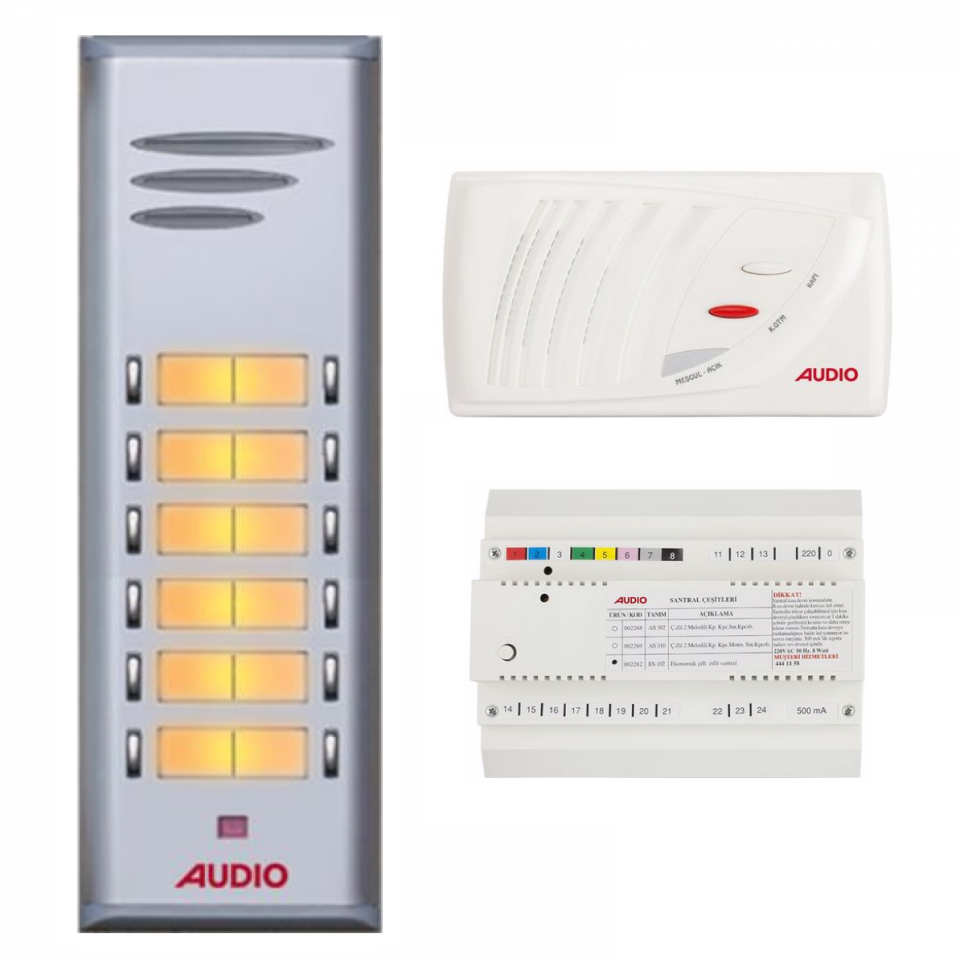 Audıo Konuşmalı Diafon 11 Daire Takım Çift Sıra