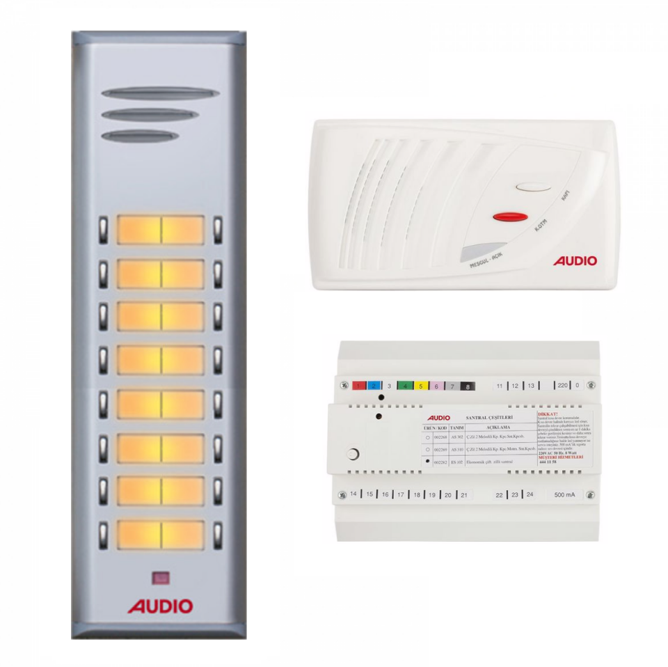 Audıo Konuşmalı Diafon 15 Daire Takım Çift Sıra