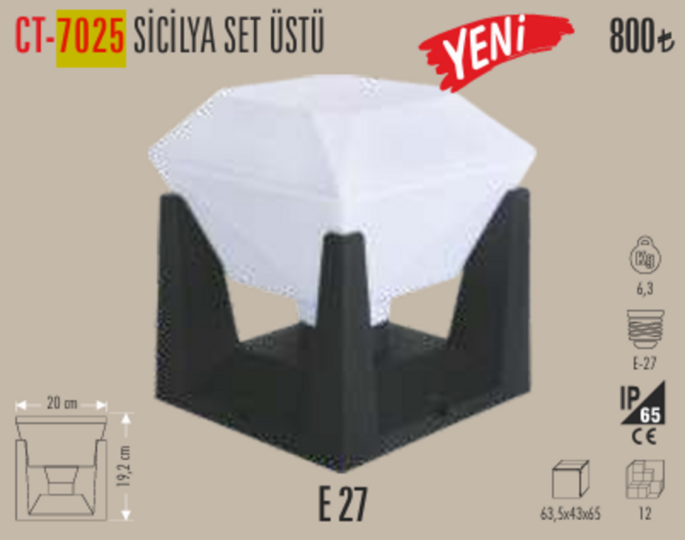 Cata Ct-7025 Sicilya Set Üstü Bahçe Armatürü