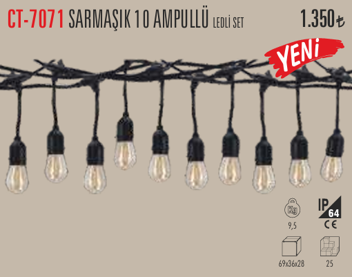Cata Ct-7071 Sarmaşık 10 Ampullü Set