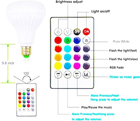 9W Uzaktan Kumandalı Hoparlör Rgb Led Ampul