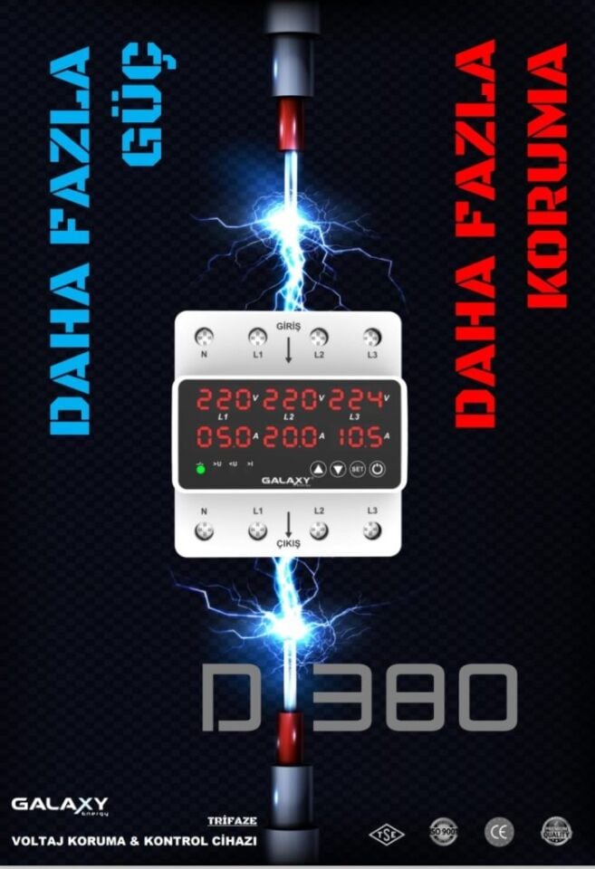 Galaxy Energy D 380 Trifaze Voltaj ve Akım Koruyucu