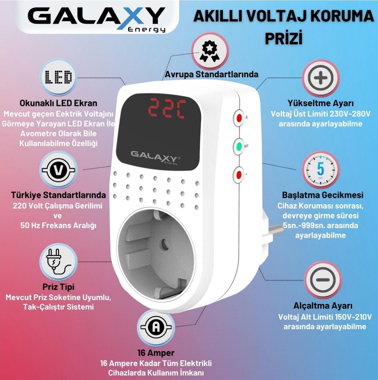 Galaxy Energy SX 220 Voltaj Koruyucu