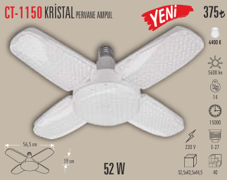 Cata Ct-1150 52W Kristal Pervane Led Ampul (Beyaz Işık)