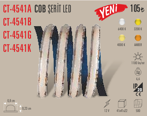 Cata Ct-4541A Cob Şerit Led (Amber)
