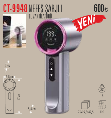Cata Ct-9948 Nefes Şarjlı El Vantilatörü