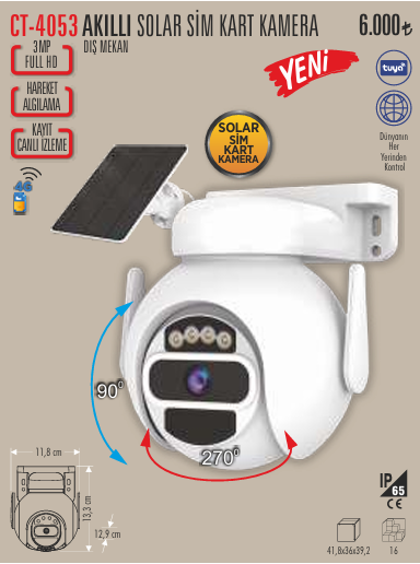 Cata Ct-4053 Solar Panelli Sim Kartlı Akıllı Dış Mekan Kamera