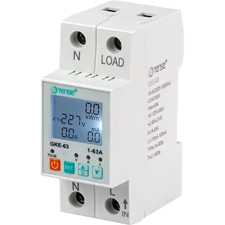 Tense GKE-63 Dijital Kaçak Akım Algılamalı Monofaze Gerilim ve Akım Koruma Rölesi Direkt 63A