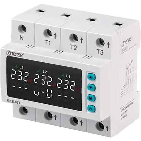 Tense GKE-63T Dijital Trifaze Gerilim ve Akım Koruma Rölesi Direkt 63A