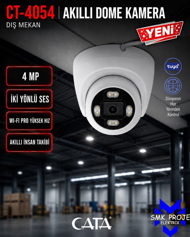 Cata Ct-4054 Akıllı Ip Dome  Kamera  Gece Görüşlü